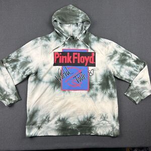 Pink Floyd Hoodie Men Size 2XL World Tour 87 Tie Dye Gray Long Sleeve Sweatshirt